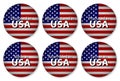 Made, designed in USA, flag stickers, vector illustration