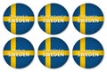 Made, designed in Sweden, flag stickers, vector illustration
