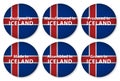 Made, designed in Iceland, flag stickers, vector illustration