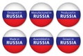 Made, designed in Russia, flag stickers, vector illustration