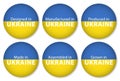 Made, designed in Ukraine, flag stickers, vector illustration