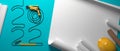 `2022` made of a drill wire and a set of construction tools, all on a turquoise blue background. Royalty Free Stock Photo