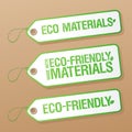 Made with Eco-friendly Materials labels. Royalty Free Stock Photo