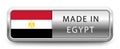 MADE IN EGYPT metallic badge with national flag isolated on white background