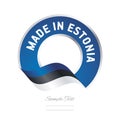 Made in Estonia flag blue color label button banner Royalty Free Stock Photo