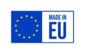 Made in EU icon. Export production symbol. Product created in European Union sign. Flat icon on white background. Vector Royalty Free Stock Photo