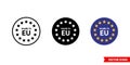 Made in EU icon of 3 types color, black and white, outline. Isolated vector sign symbol. Royalty Free Stock Photo