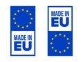 Made in EU quality certificate label, Europe flag stars. Vector made in European Union product warranty square tag Royalty Free Stock Photo