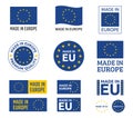 Made in Europe labels set, European Union product emblem