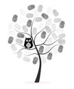 Made of finger print tree with black owl vector background