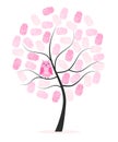 Made of finger print tree with owl vector background Royalty Free Stock Photo