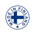 Made in Finland with Finland flag round vector icon Royalty Free Stock Photo