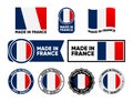 Made in France label collection. Set of flat isolated stamp made in France. 100 percent quality. Quality assurance Royalty Free Stock Photo