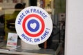 Made in France nous on aime text sign means Make in France we love on windows store stickers facade shop