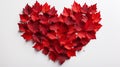 Maple leaves form the shape of a heart. Made with Generative AI