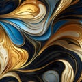 Seamless pattern with abstract wave pattern in enameled gold.