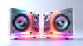 Two clean designed loudspeakers with bright background. Royalty Free Stock Photo