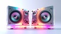 Two clean designed loudspeakers with bright background. Royalty Free Stock Photo