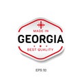 Made in Georgia Label, Stamp, Badge, or Logo. With The National Flag of Georgia. Simple, Premium, and Luxury Emblem