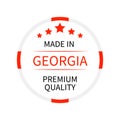 Made in Georgia round label. Quality mark vector icon isolated on white. Perfect for logo design, tags, badges, stickers, emblem, Royalty Free Stock Photo