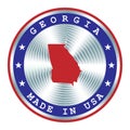 Made in Georgia USA local production sign, sticker, seal, stamp. Round hologram sign for label design and national USA