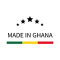 Made in Ghana label. Quality mark vector icon isolated on white. Perfect for logo design, tags, badges, stickers, emblem, product