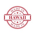 Made in Hawaii label icon with red color emblem on the white background