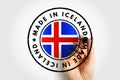 Made in Iceland text emblem badge, concept background with marker