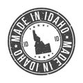 Made In Idaho map State USA Quality Original Stamp Design Vector Art Tourism Souvenir Round Seal. Royalty Free Stock Photo