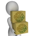 Made In India Stamp On Boxes Shows Indian Products