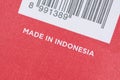 Made in Indonesia inscription on pack of paper