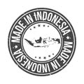 Made in Indonesia Map. Quality Original Stamp. Design Vector Art Seal Badge Illustration.