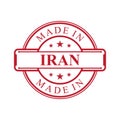 Made in Iran label icon with red color emblem on the white background