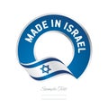 Made in Israel flag blue color label logo icon