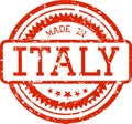 Made in italy grunge rubber stamp isolated on white