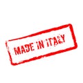 Made in Italy red rubber stamp isolated on white. Royalty Free Stock Photo