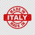 Made in Italy red stamp. Vector illustration on backgro