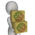 Made In Italy Stamp On Boxes Shows Italian Products Royalty Free Stock Photo