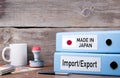 Made In Japan. Two binders on desk in the office. Business background Royalty Free Stock Photo