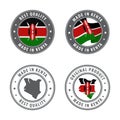 Made in Kenya - set of labels, stamps, badges, with the Kenya map and flag. Best quality. Original product.