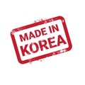 Made In Korea Stamp Grunge Sticker Isolated Template On White Background