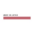 Made in Latvia, badge or label with flag isolated
