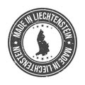 Made in Liechtenstein Symbol Stamp. Silhouette Icon Map. Design Grunge Vector. Product Export Seal.