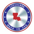Made in Louisiana local production sign, sticker, seal, stamp. Round hologram sign for label design and national USA