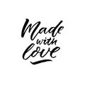 Made with love calligraphy caption for product labels.