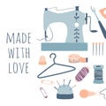 Made with love. Hobby tools poster Royalty Free Stock Photo