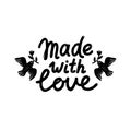 Made with love icon or logo. Vintage stamp icon with made with love lettering and birds.