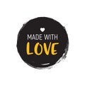 Made with love logo handmade vector circle illustration. Made love letter sign template label round mark