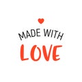 Made with love logo handmade vector illustration. Made love letter sign template label round mark.