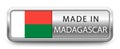 MADE IN MADAGASCAR metallic badge with national flag isolated on white background